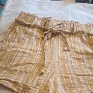 Women's Tan Striped Shorts